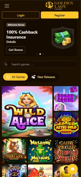 Golden Lady mobile site open on a smartphone